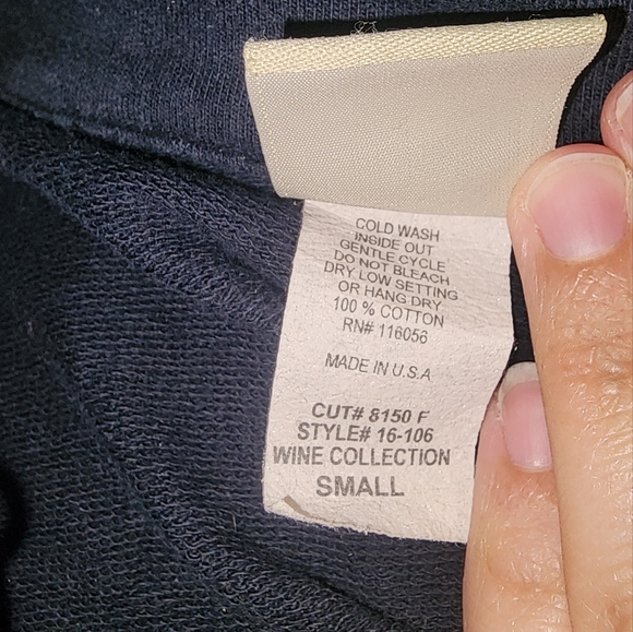 Vintage Jess & Jane French Terry Jacket Small Zip Front Wine Bottle Theme Blue - Picture 8 of 8